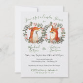Woodland Mr. und Mrs. Fox Portraitdusche Einladung (Vorderseite)