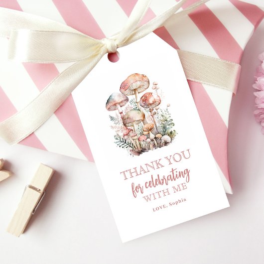 Woodland Mushroom Blush Pink Geburtstag Vielen Dan Geschenkanhänger