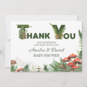Woodland Mushroom & Fern Baby Shower Dankeskarte (Vorderseite)