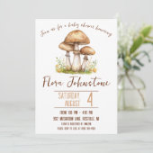 Woodland Mushroom Themed Baby Dusche Einladung (Stehend Vorderseite)