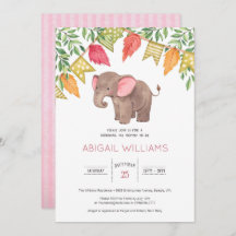 Woodland Niedlich Baby Elephant Baby Dusche Einlad