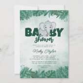 Woodland Niedlich Elephand Baby Dusche Einladung (Vorderseite)