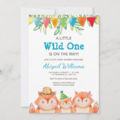Woodland Niedlich Fox Baby Shower Wild One Einladung (Vorderseite)