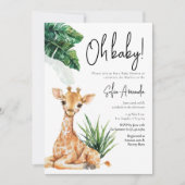 Woodland Niedlich Giraffe Safari Kinderdusche Einladung (Vorderseite)