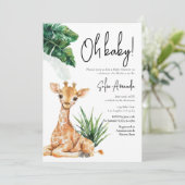 Woodland Niedlich Giraffe Safari Kinderdusche Einladung (Stehend Vorderseite)