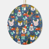 Woodland Niedlich Santa Animals Denim Blue Keramik Ornament (Links)