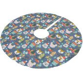 Woodland Niedlich Santa Animals Denim Blue Polyester Weihnachtsbaumdecke (Schrägansicht)