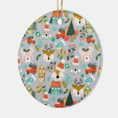 Woodland Niedlich Santa Animals Grau Keramik Ornament (Links)