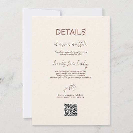 Woodland Niedlicher Igel Fall Kinderdusche QR-Code Einladung (Rückseite)