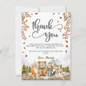 Woodland Niedlicher Tiere Kinderdusche Dankeskarte (Vorderseite)