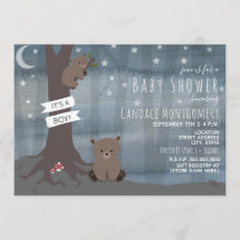 Woodland Night Bear Baby Dusche