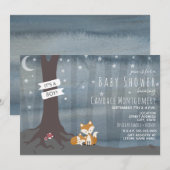 Woodland Night Fox Baby Dusche Einladung (Vorne/Hinten)