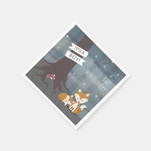 Woodland Night Fox Boy Baby Dusche Serviette (Ecke)