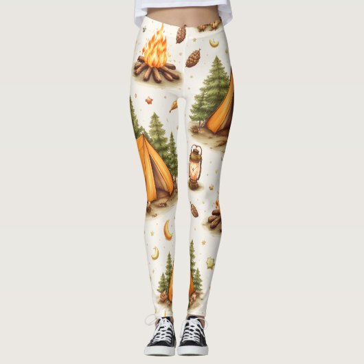 Woodland Nights Camping Pattern Leggings (Vorderseite)