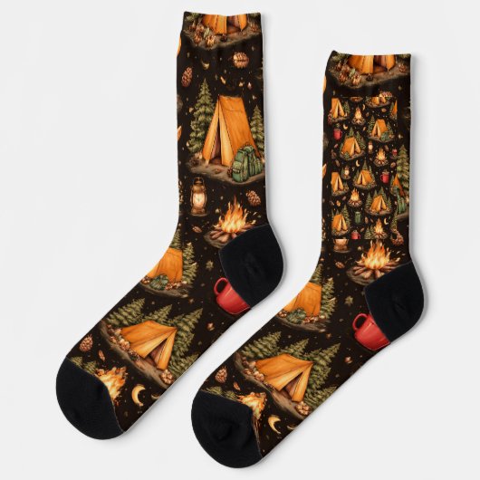 Woodland Nights Camping Pattern Socks Socken (Linkes Detail)