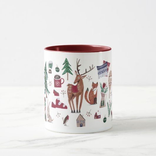 Woodland Nordic Ski Weihnachten Tasse (Zentrum)