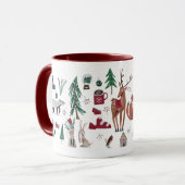 Woodland Nordic Ski Weihnachten Tasse (Vorderseite Links)