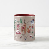 Woodland Nordic Ski Weihnachtsbeige Tasse (Zentrum)