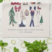 Woodland Nordic Ski Weihnachtsküche Handtuch (Gefaltet)