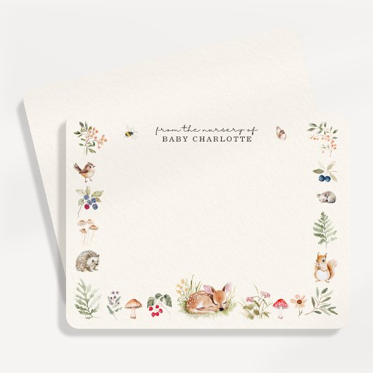 Woodland Nursery Stationery Note Card Ankündigung