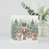 Woodland Nutcracker Watercolor Christmas Card Karte (Stehend Vorderseite)