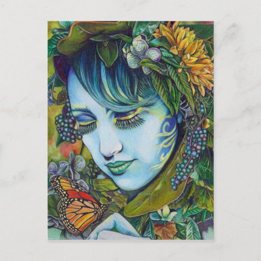 Woodland Nymph und Butterfly Friend Postkarte (Vorderseite)