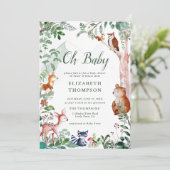 Woodland Oh Baby Enchanted Woods Niedlich Baby Dus Einladung (Stehend Vorderseite)