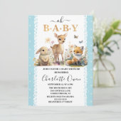 Woodland Oh Baby Spring Boy Baby Dusche Einladung (Stehend Vorderseite)