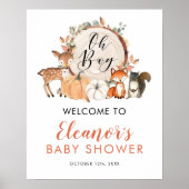 Woodland Oh Boy Pumpkin Baby Dusche Begrüßungszeic Poster (Vorne)