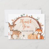 Woodland Oh Boy Pumpkin Baby Dusche Danke Karte (Vorderseite)