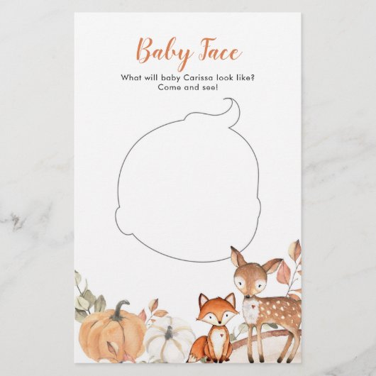 Woodland Oh Boy Pumpkin Baby Shower Baby Face (Vorderseite)