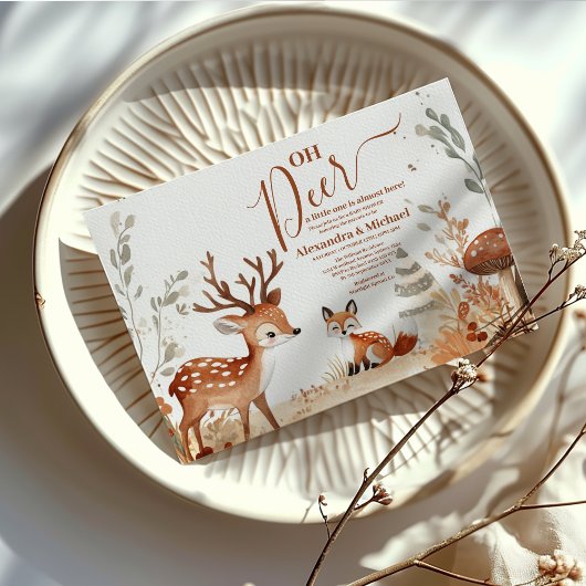 Woodland Oh Deer Forest Baby Dusche Einladung