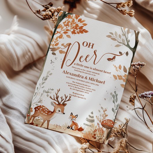 Woodland Oh Deer Forest Baby Dusche Einladung