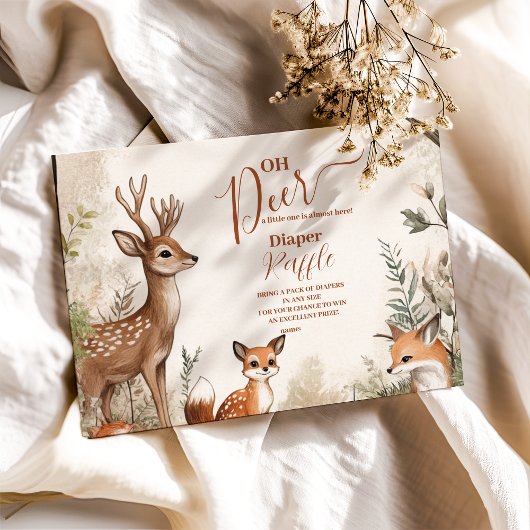 Woodland Oh Deer Theme Diapper Raffle Begleitkarte