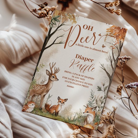 Woodland Oh Deer Theme Diapper Raffle Begleitkarte