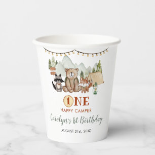Woodland One Happy Camper Erster Geburtstag Pappbecher