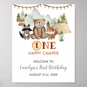 Woodland One Happy Camper Erster Geburtstag Willko Poster