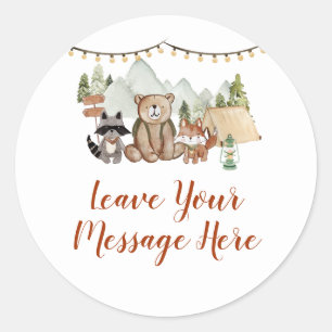 Woodland One Happy Camper Geburtstag Ihre Botschaf Runder Aufkleber