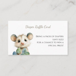 Woodland Opossum Baby Shower • Diaper Raffle Card Visitenkarte