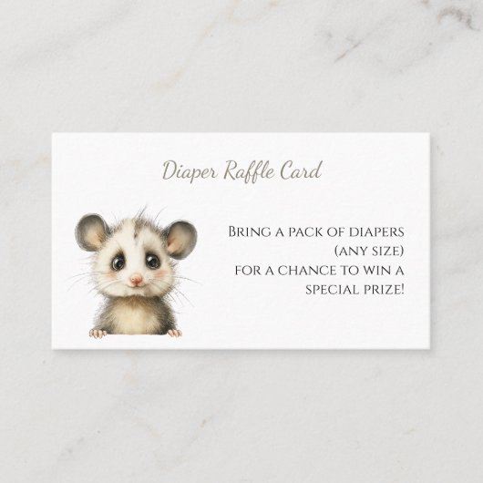 Woodland Opossum Baby Shower • Diaper Raffle Visitenkarte (Vorderseite)