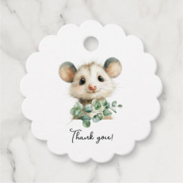 Woodland Opossum Baby Shower • Neutral Geschenkanhänger