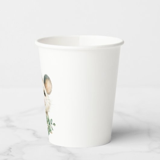 Woodland Opossum Baby Shower • Neutral Pappbecher (Links)