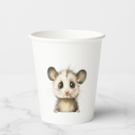 Woodland Opossum Baby Shower • Neutral Pappbecher (Vorderseite)
