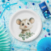 Woodland Opossum Baby Shower • Neutral Pappteller (Party)