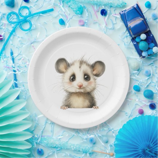 Woodland Opossum Baby Shower • Neutral Pappteller (Party)