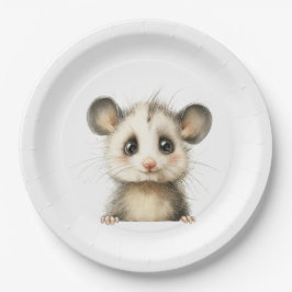 Woodland Opossum Baby Shower • Neutral Pappteller