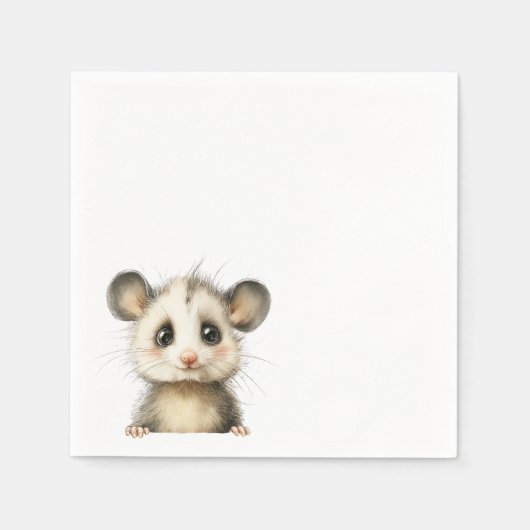Woodland Opossum Baby Shower • Neutral Serviette (Vorderseite)