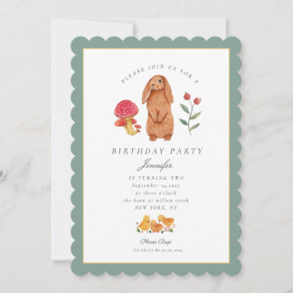 Woodland Oster Aquarell Bunny Geburtstag Einladung