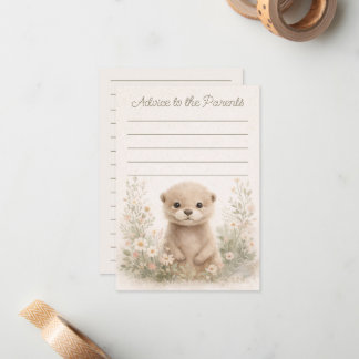 Woodland Otter Baby Shower Advice to Parents Cards Mitteilungskarte