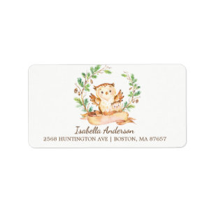 Woodland Owl Babydusche-Adressetikett Adressaufkleber